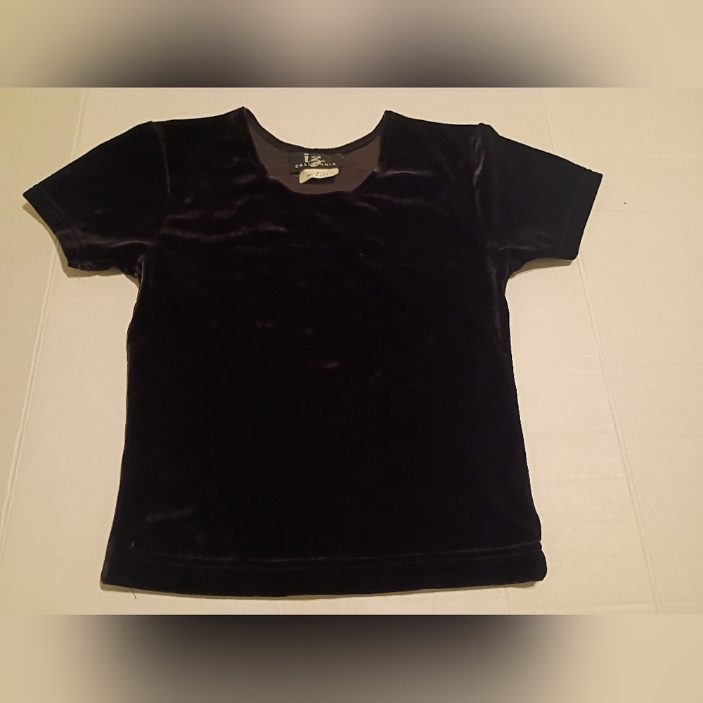 VTG Iz California Girls Velvet Top Black Sz S